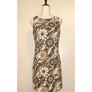 Sheath Dress Size 6 Brown Sleeveless Knit Stretch Hippie Go Go 70s Retro